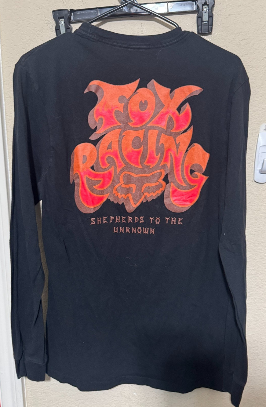 Y2K Fox Racing Black Long Sleeve T-Shirt Mens S Shepherds to the Unknown